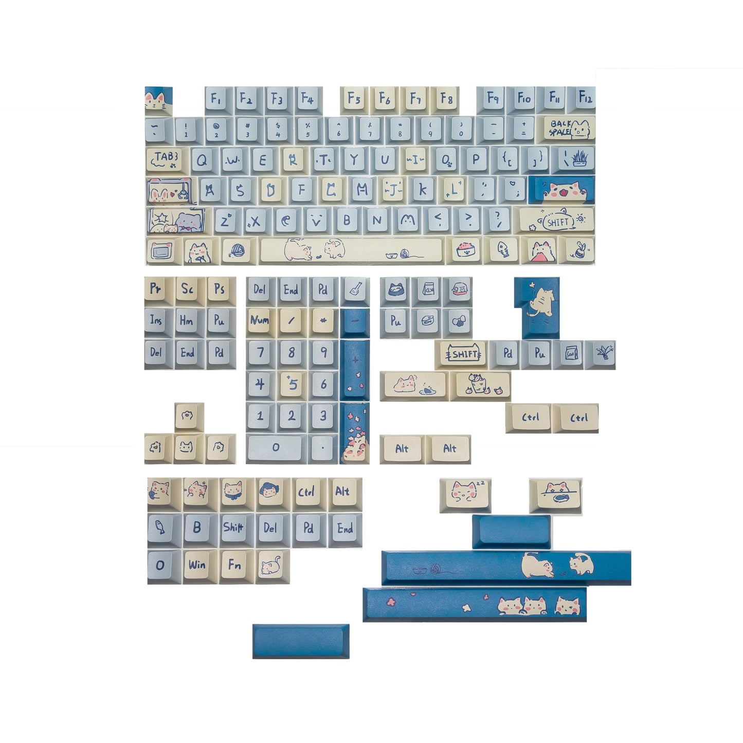 RF Cat's Meow in Blue Cherry Profile Keycaps