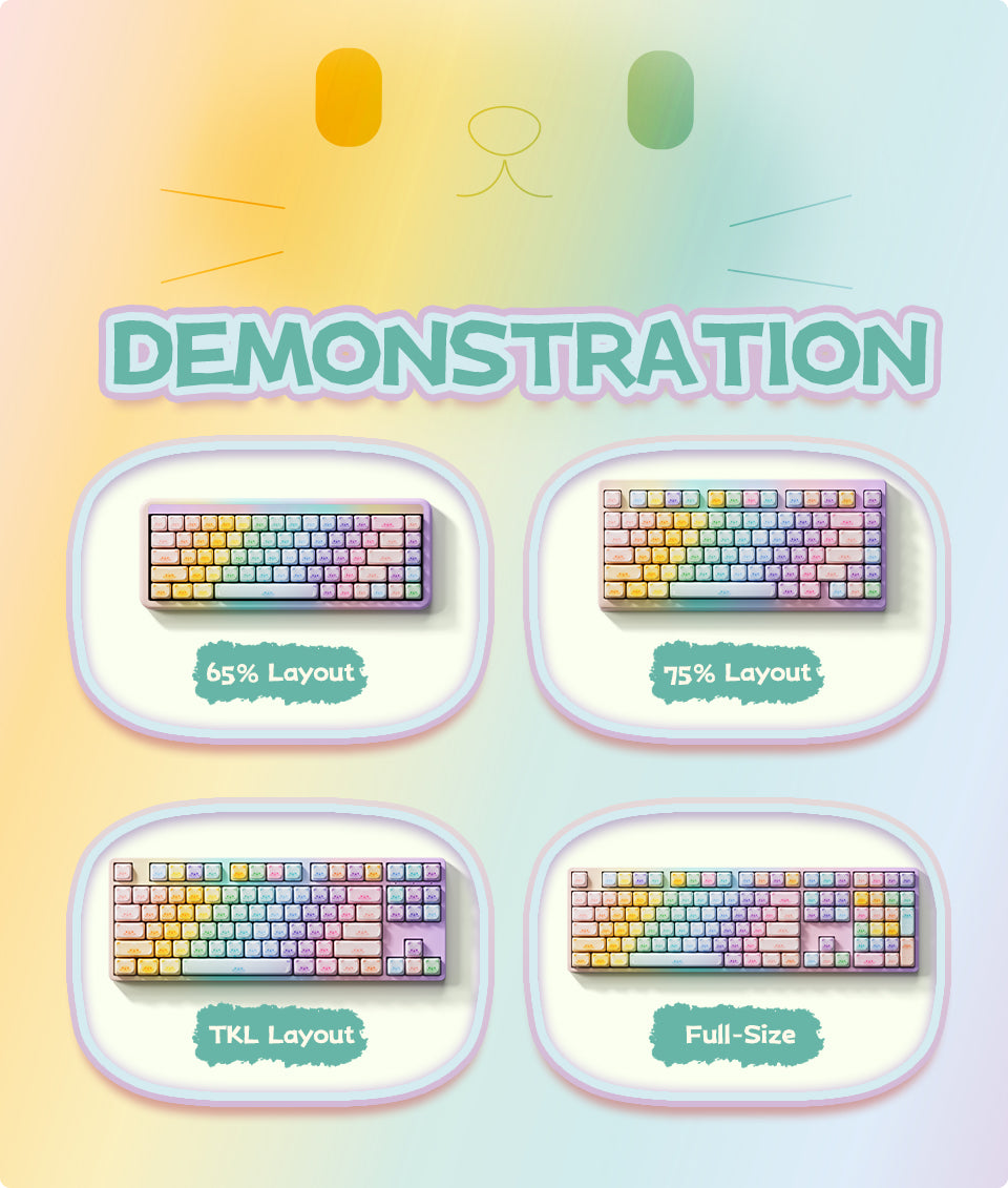 AKKO Colorful Cats MAO Profile Keycaps