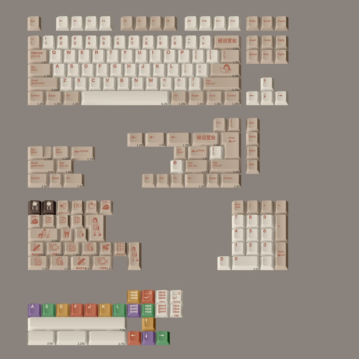 FBB Hard Typing Cherry Profile Keycaps