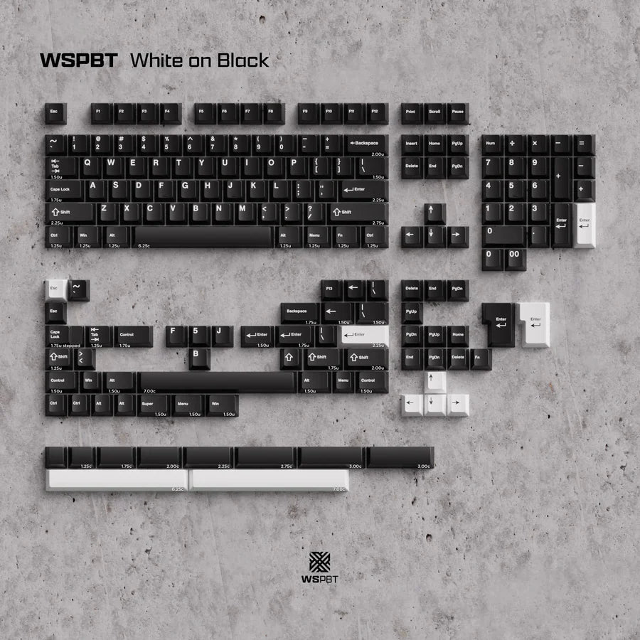 Wuque Studios White on Black Cherry Profile Keycaps