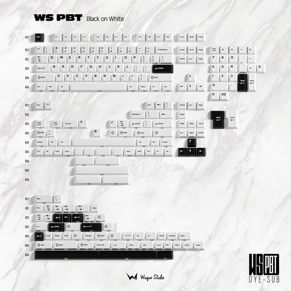 Wuque Studios Black on White Keycaps
