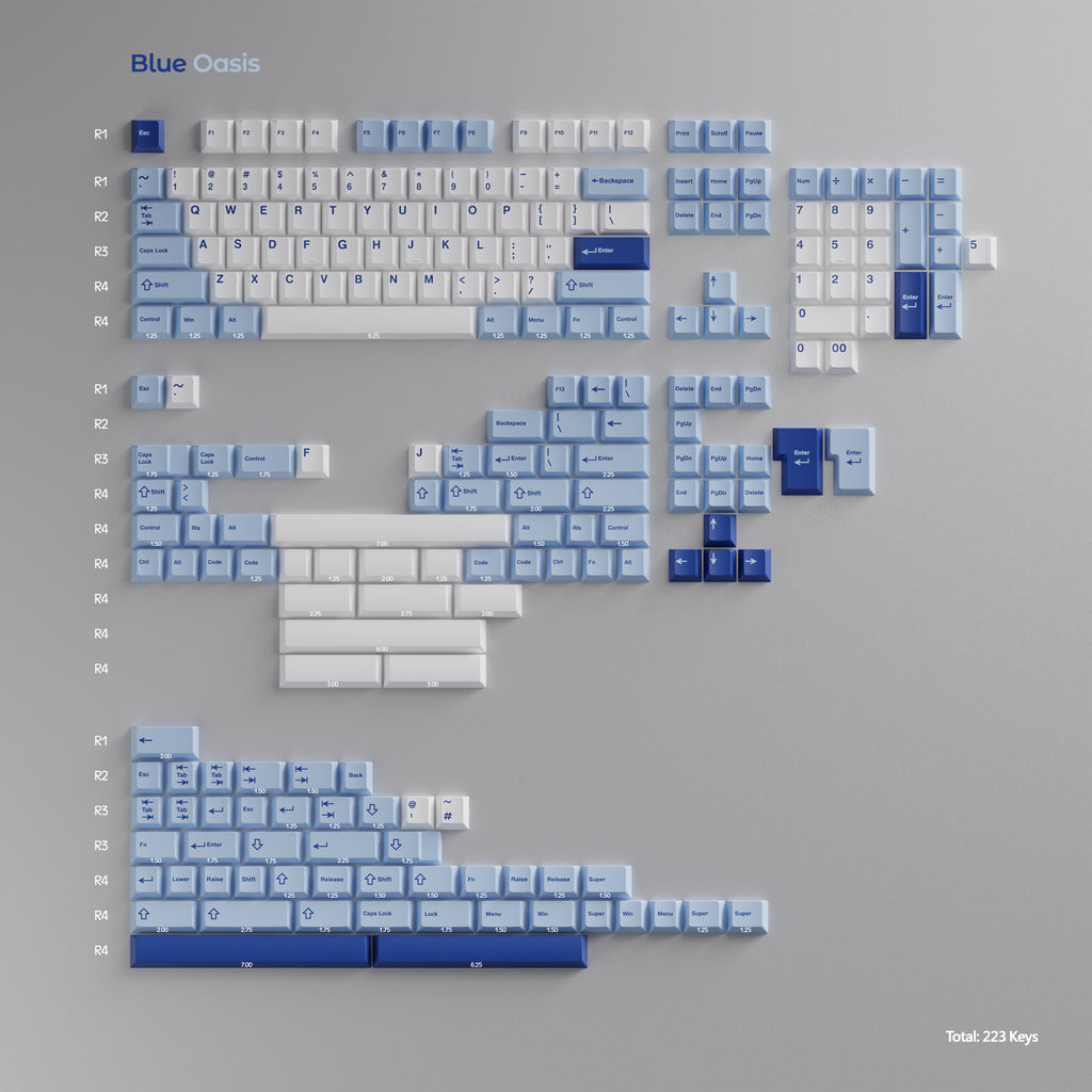 Wuque Studios Blue Oasis Cherry Profile Keycaps