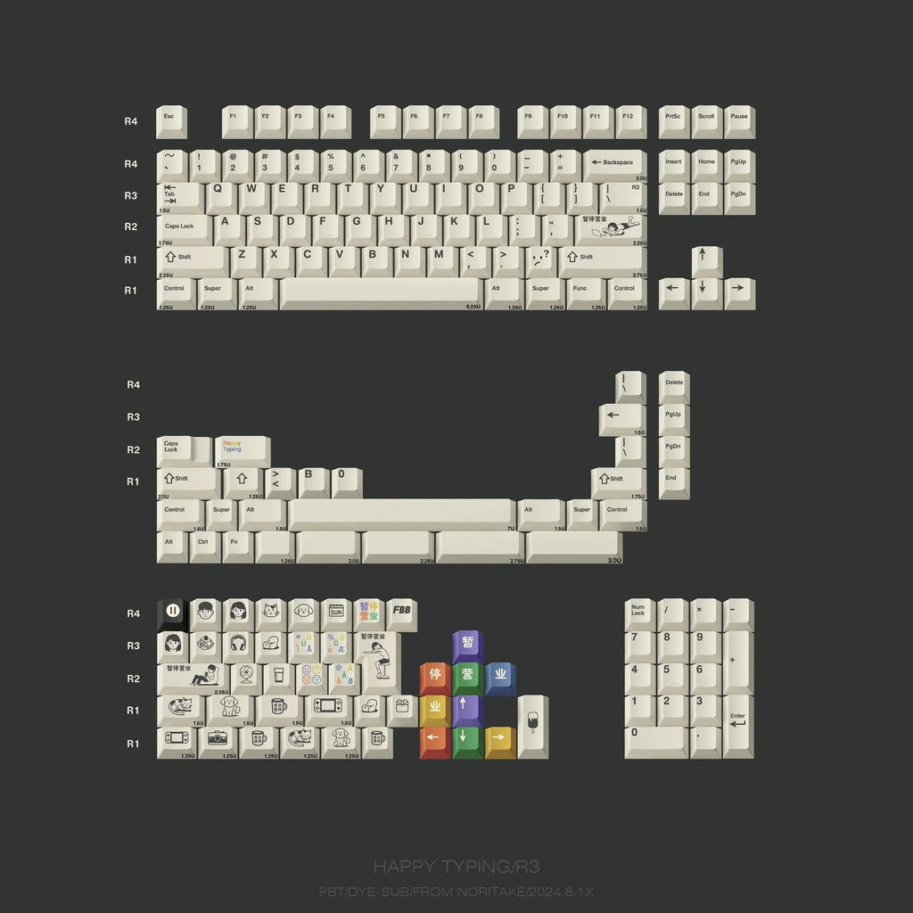 FBB Happy Typing Cherry Profile Keycaps