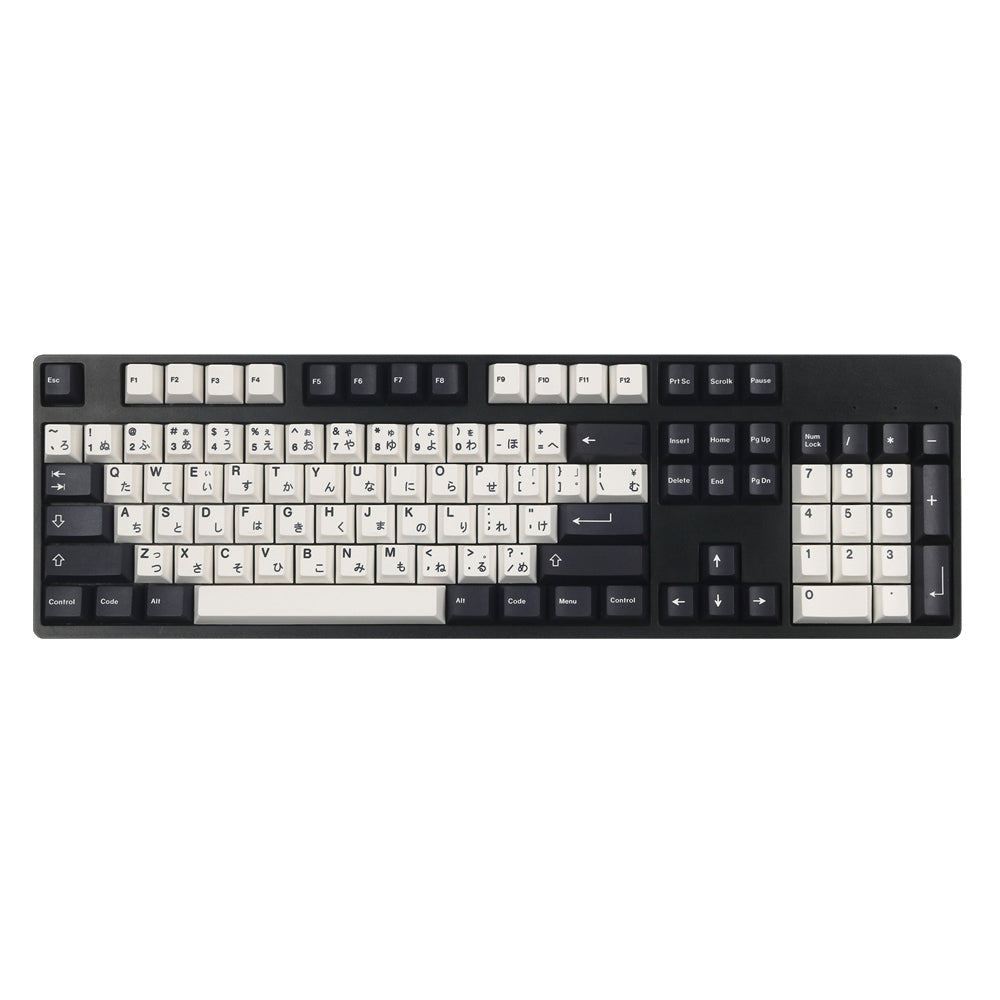 JKDK Hall Fengyun Black and White Japanese Hiragana PBT Cherry Profile Dye-Sub