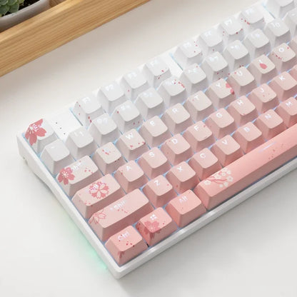 JKDK Cherry Blossom Pink Engraved Translucent Keycaps