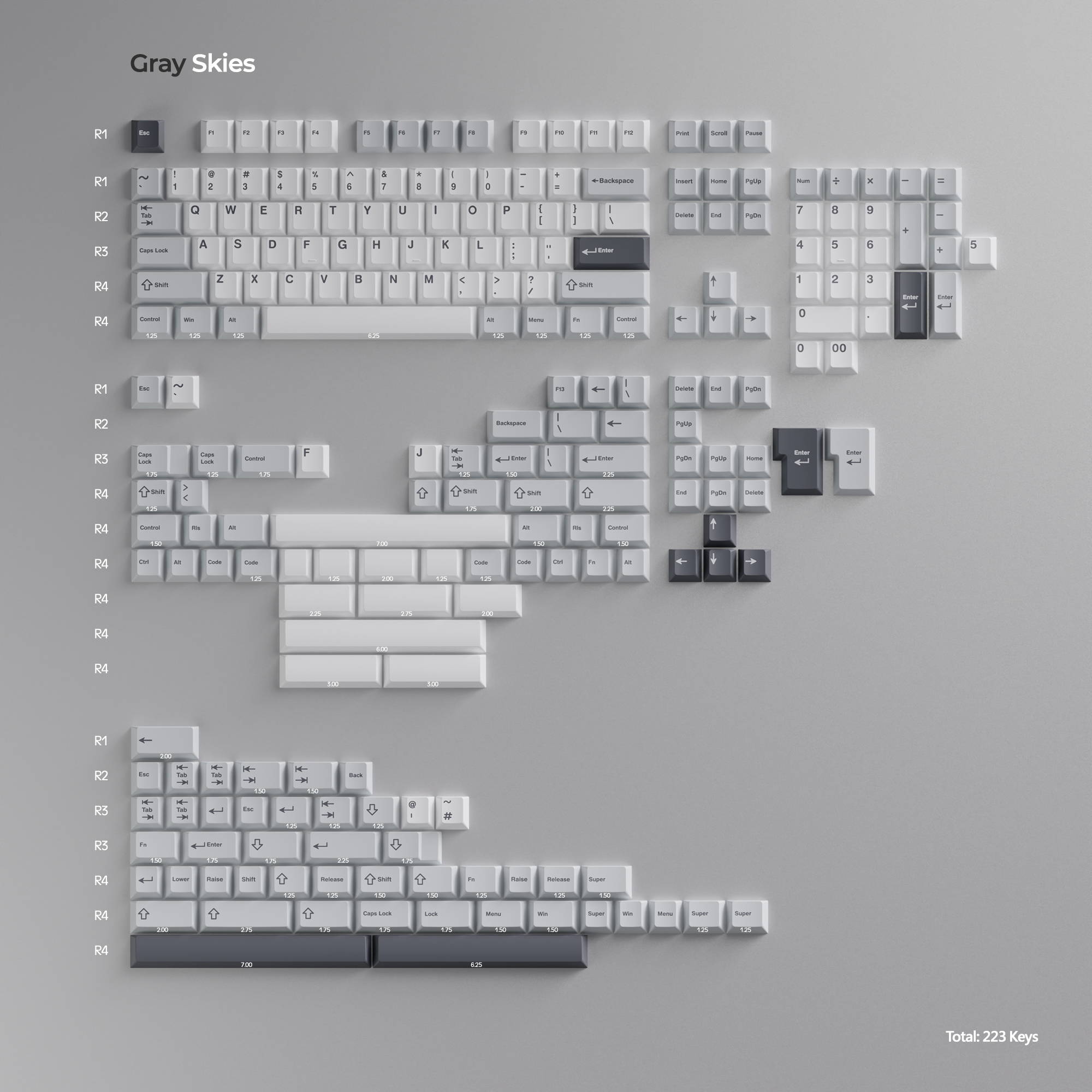 Wuque Studios Gray Skies Cherry Profile Keycaps