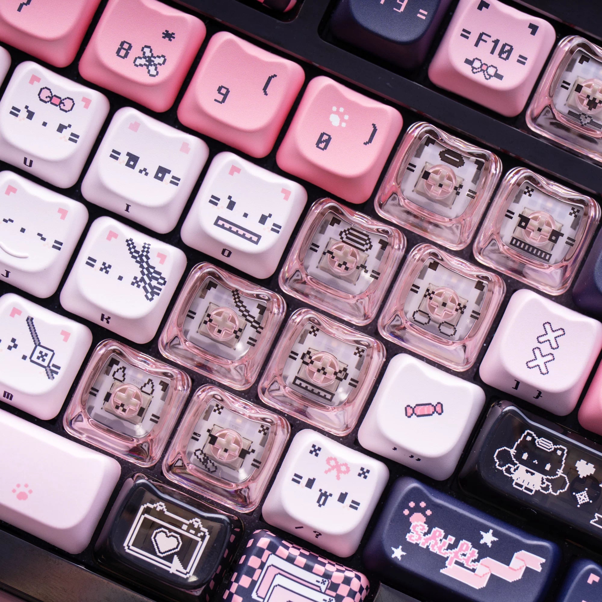 Soulcat Black Pink Cats Keycaps
