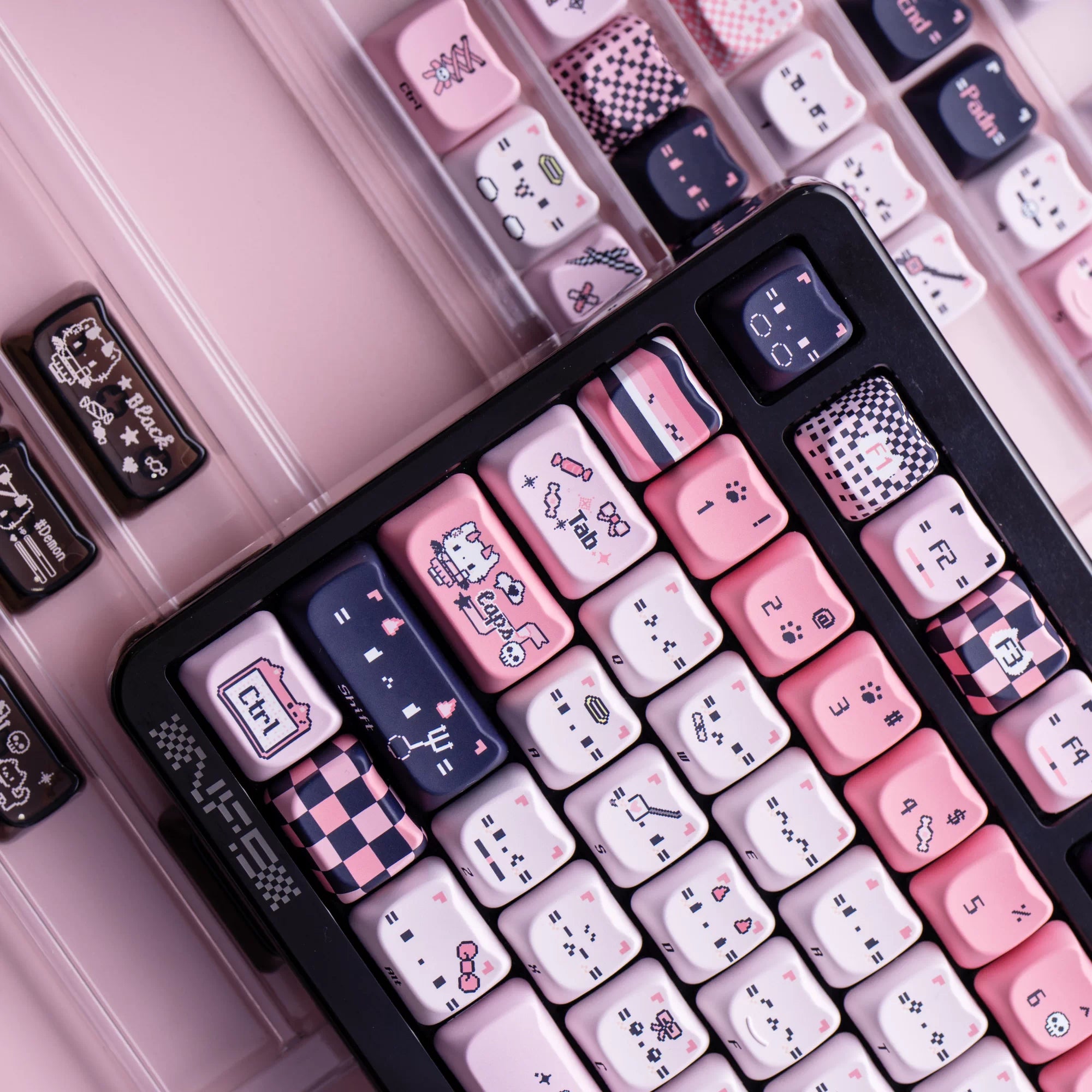 Soulcat Black Pink Cats Keycaps