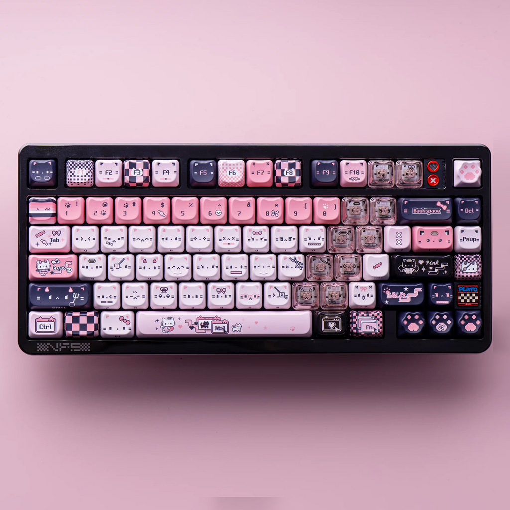 Soulcat Black Pink Cats Keycaps